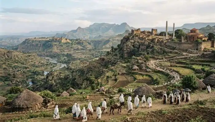 Historic Ethiopian landscape representing the ancient empire of Abyssinia before 1974