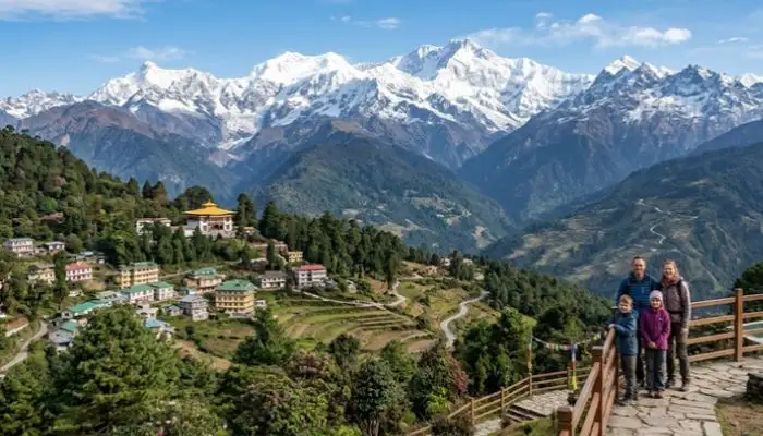 Scenic mountain view in Pelling Sikkim offered in affordable family tour packages under 10000